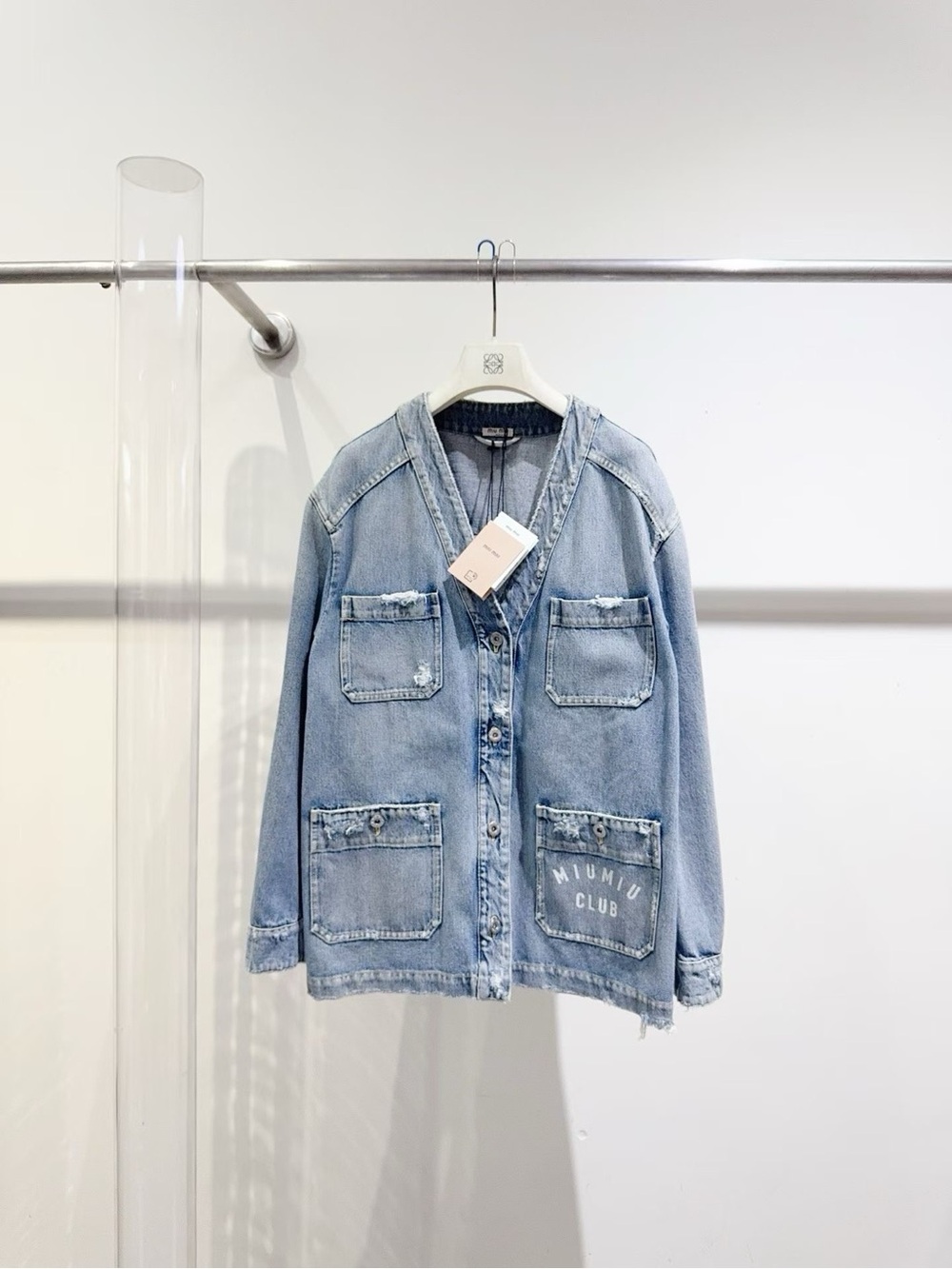 Miu Miu Light Blue Denim Label Detail